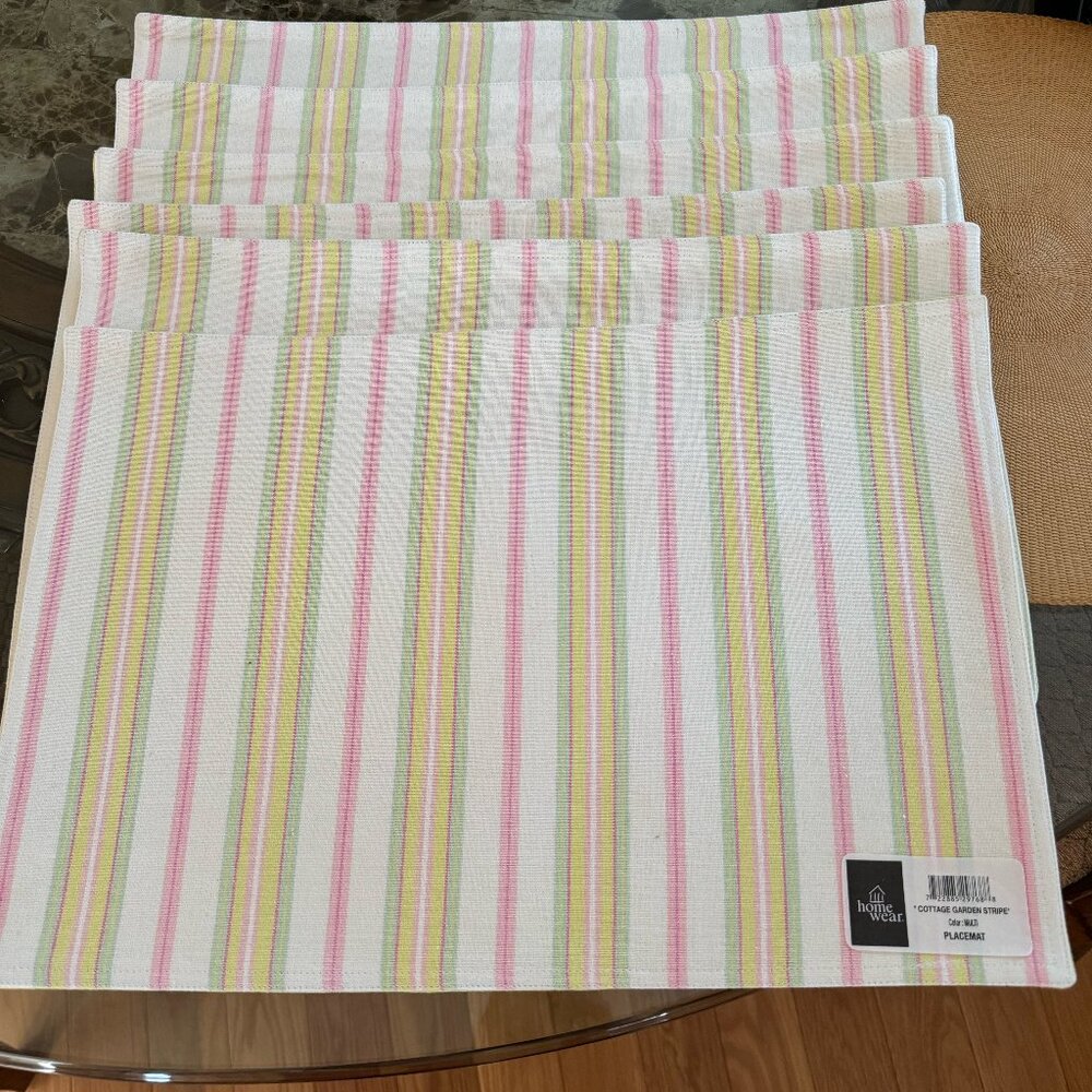 Homewear Cottage Garden Striped Tablecloth & Matching Placemates